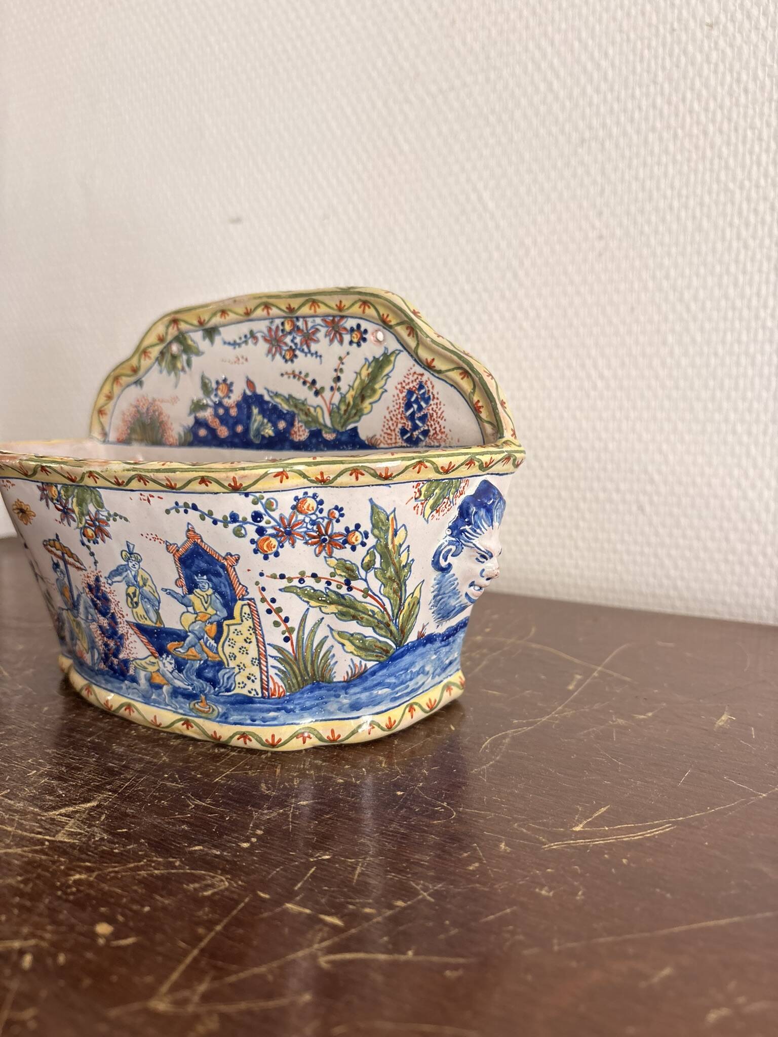 Antique Jardinière Earthenware 19th Century Sèvres Moustiers Macarons Style