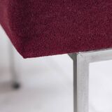 Set of 4 modernist burgundy armchairs, 1970.