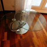Coffee table glass and chrome metal