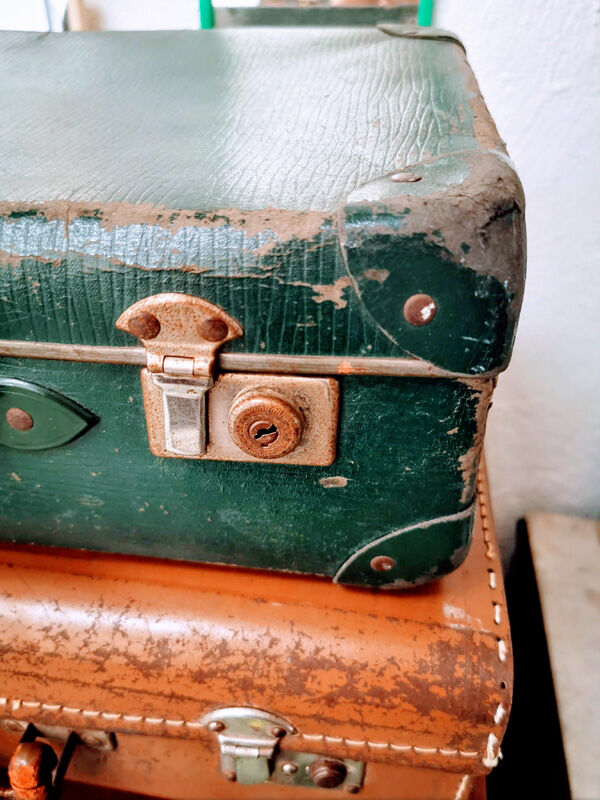 Green retro suitcase