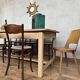 Table bistrot table de ferme en chêne massif sablé Longueur 210 cm - Largeur 106 cm - Hauteur 78 cm