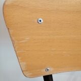 Series of 4 wooden and metal school chairs