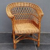 Vintage rattan wicker child's armchair