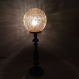 Large wooden table lamp with Glass lampshade