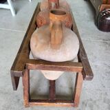 Old wooden jar holder with 3 clay jars