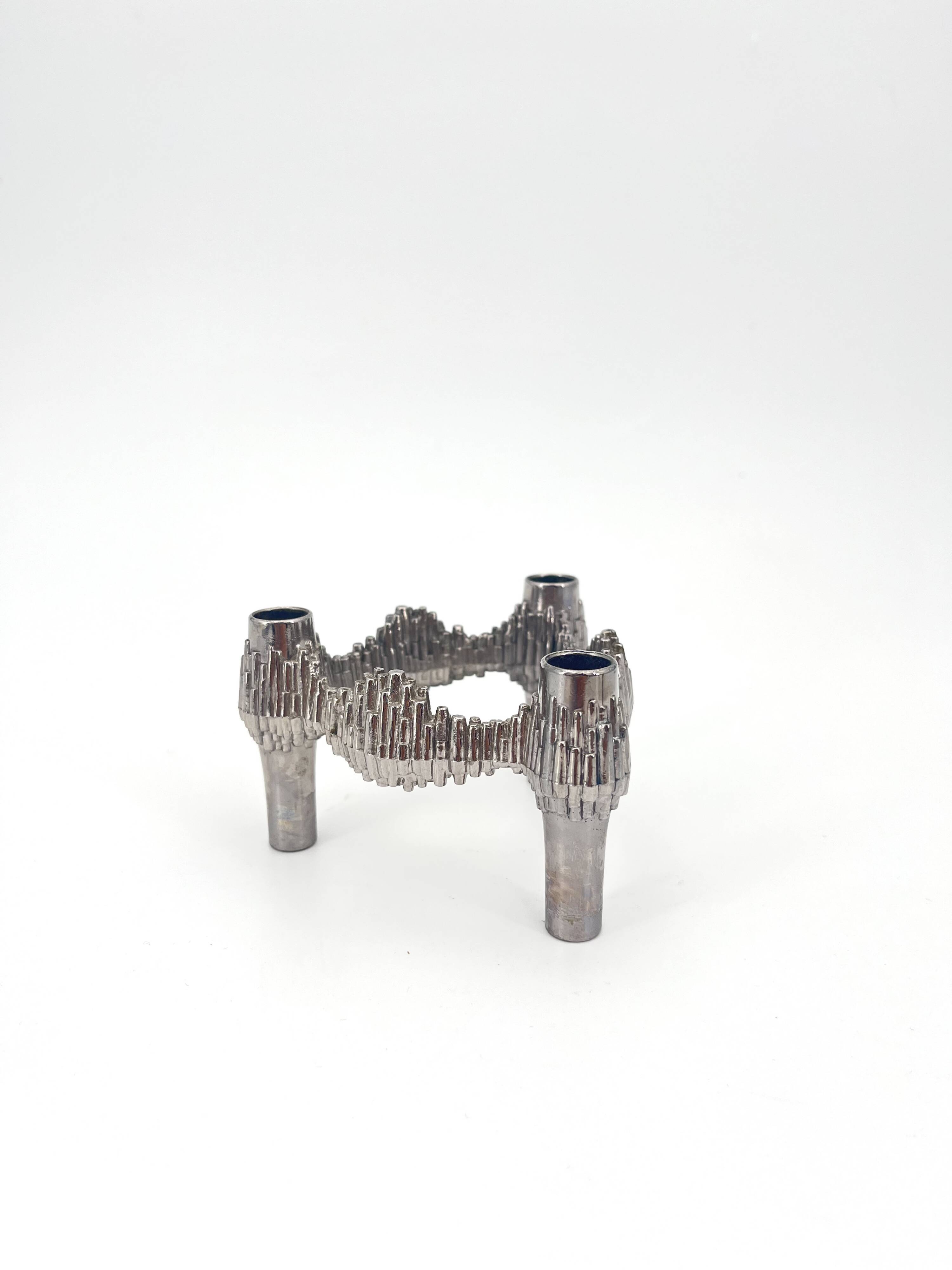 Vintage Brutalist Metal stackable Quist Candle Holder, 1970s