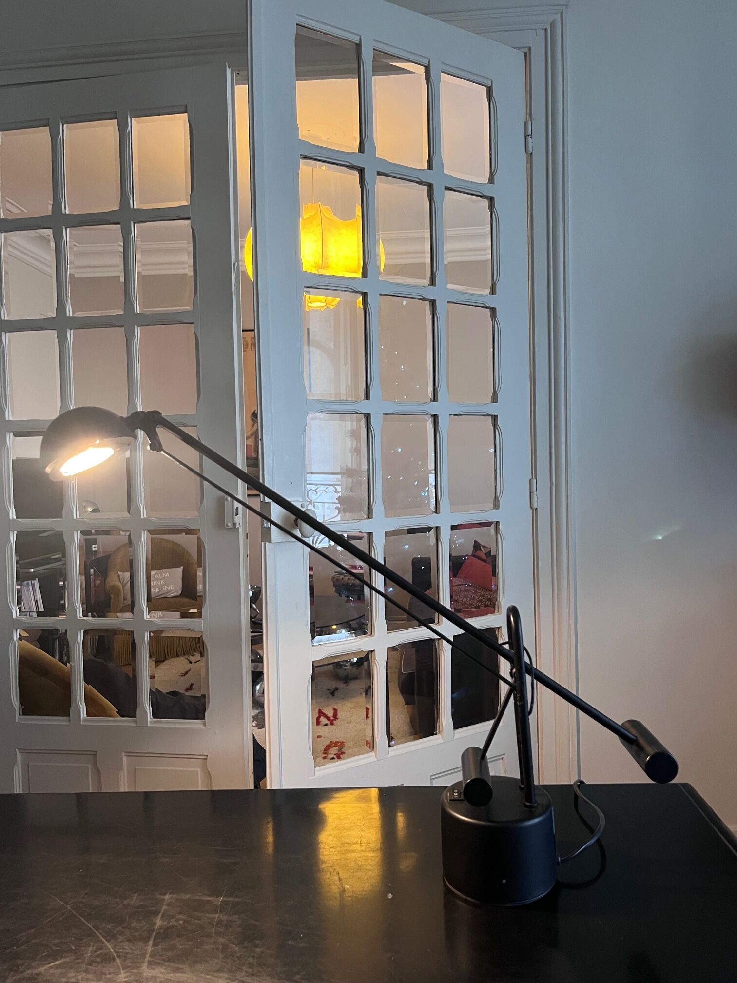 Articulated lamp with balance wheel 80s