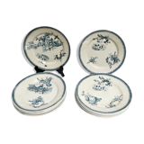 Table service 12 old plates iron earth rockery , faience exxonne