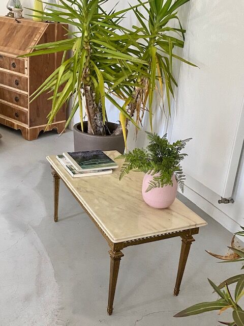 Marble and bronze coffee table
