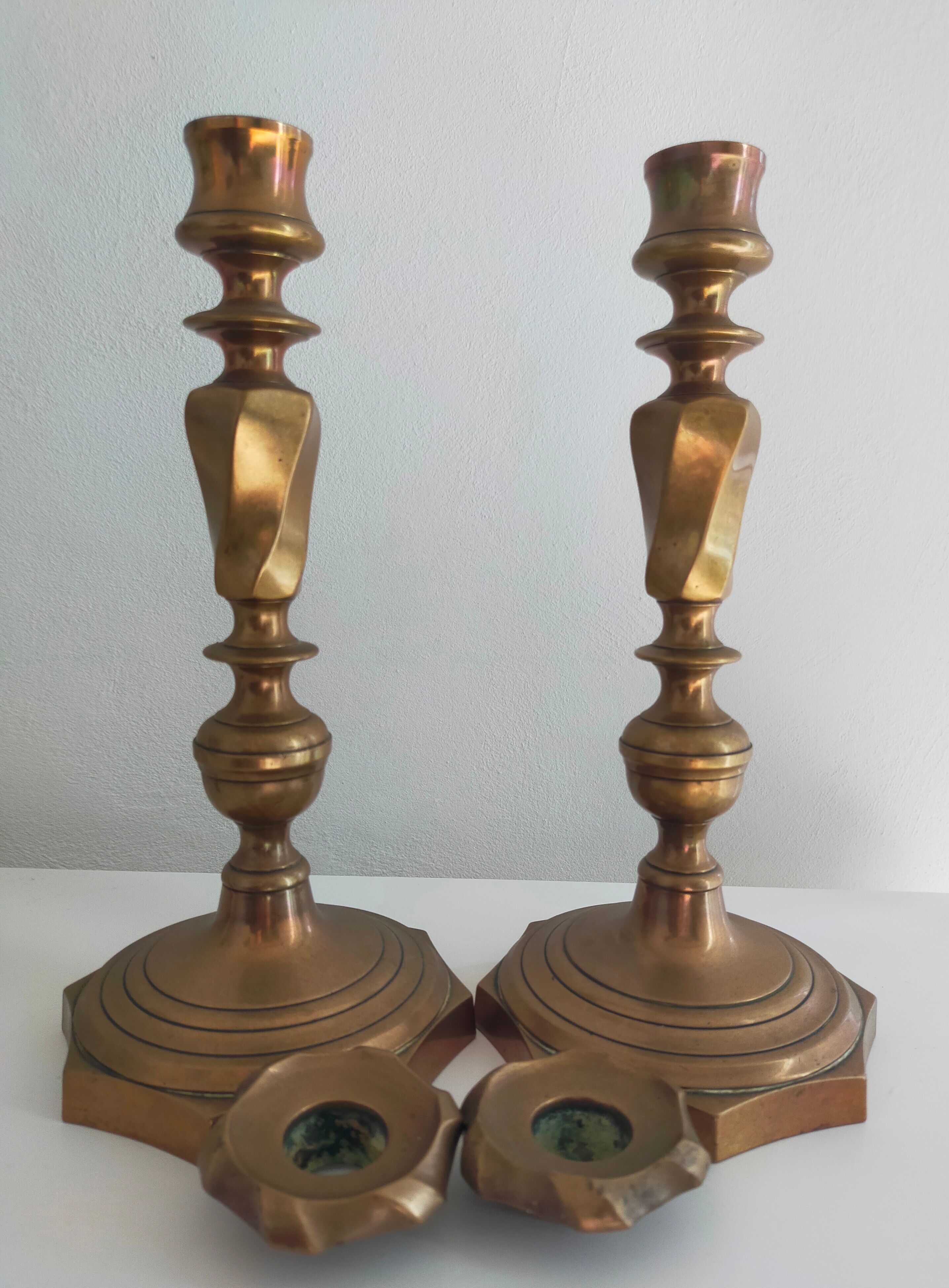 Pair of candlesticks in bronze 19th century