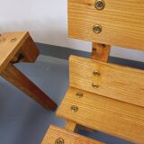 Pair of Vintage Brutalist Slatted Wood Lounge Chairs