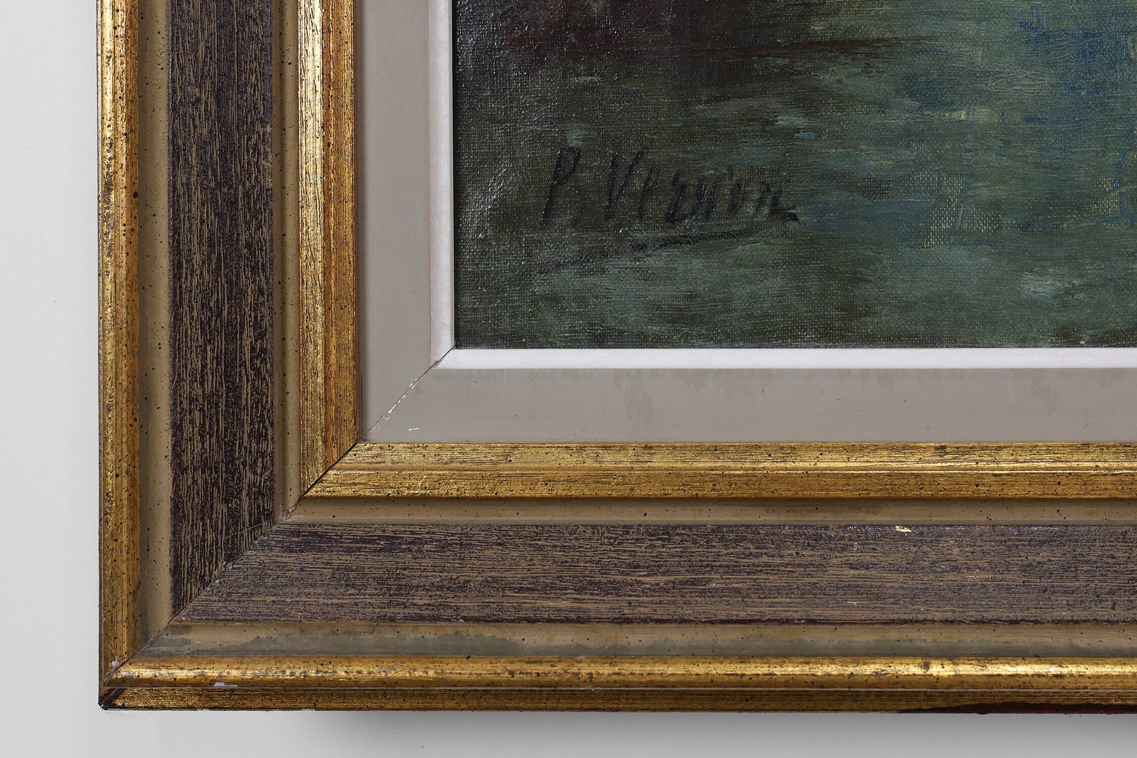 Signed 20th Century Rustic Landscape Painting the Smedepoort Bruges, Belgiu