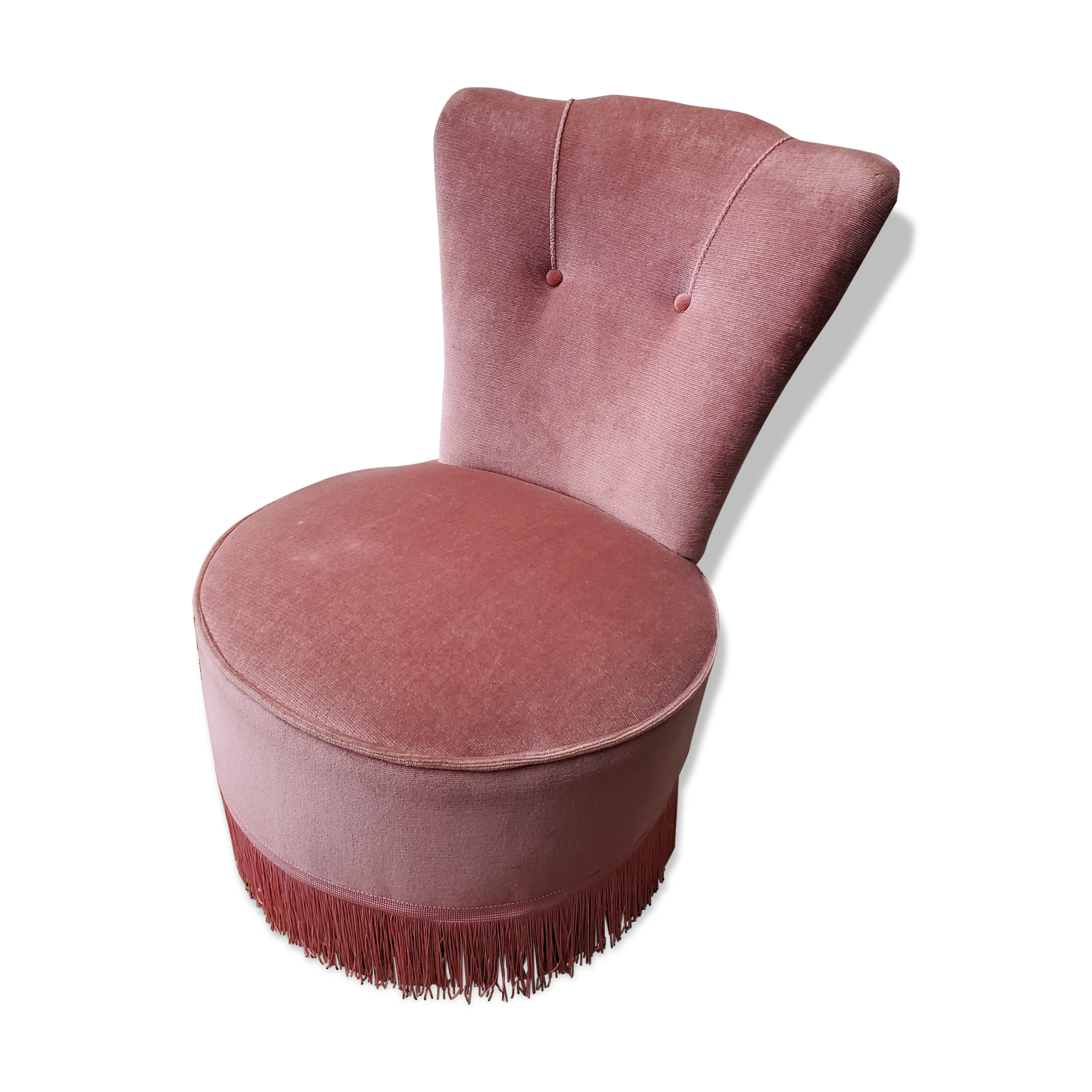 Powder pink velvet low chair
