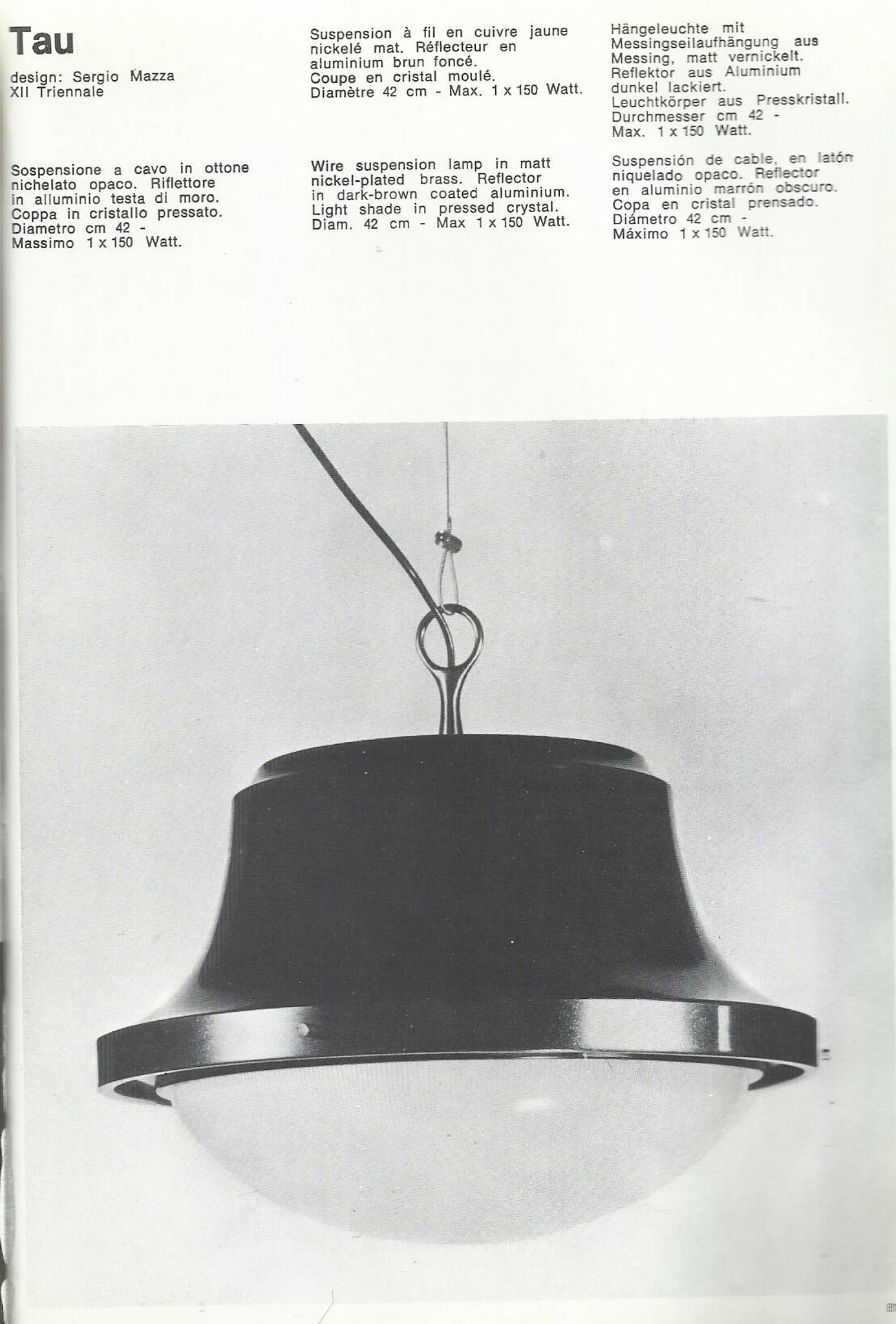 Sergio Mazza 'Tau' pendant for Artemide, Italy, 1960s