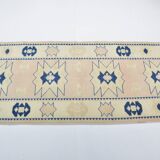 Beige And Blue Oushak Runner Rug sku 3324