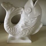 White ceramic vase in the shape of fish
