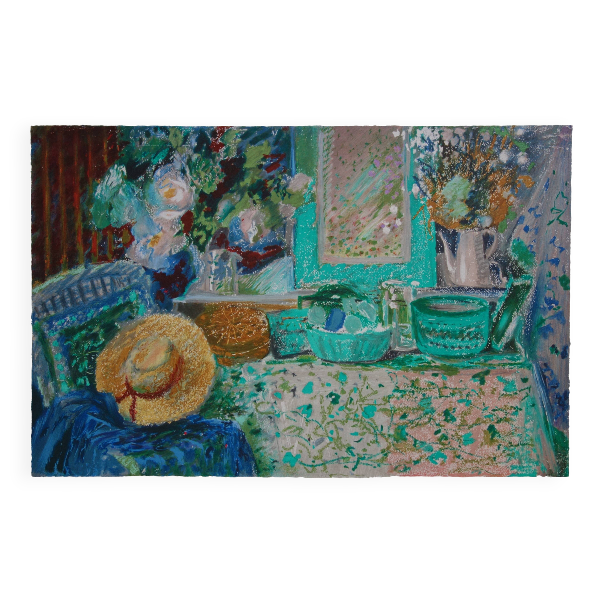 Yvonne Cheffer Delouis: Still life with hat, original signed lithograph