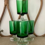 4 Luminarc France stemmed glasses, 1970s, two-tone green