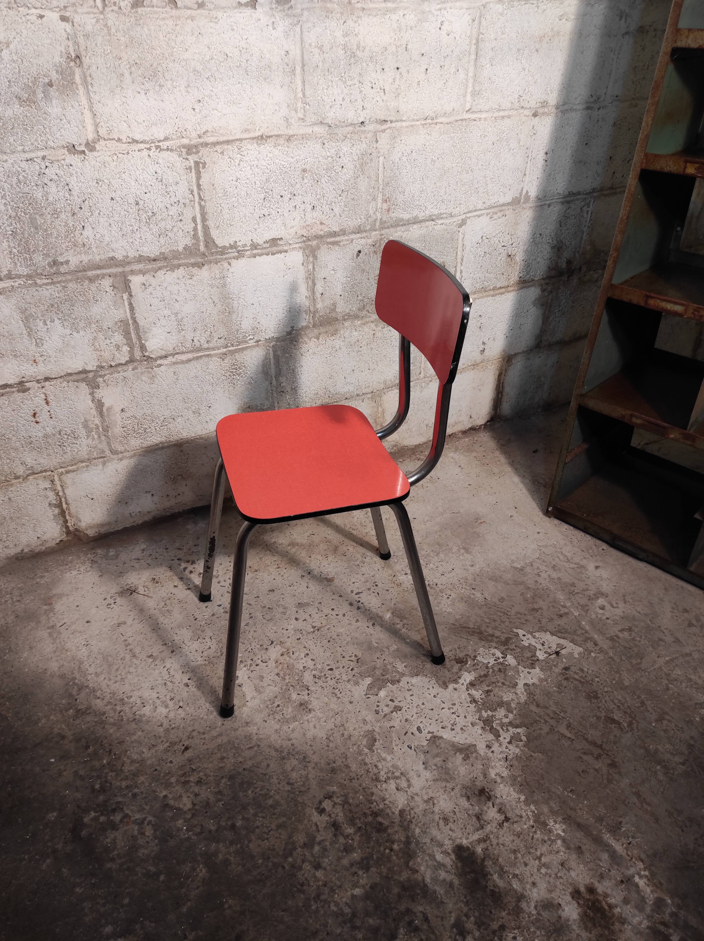 Chair in pink red formica 1960