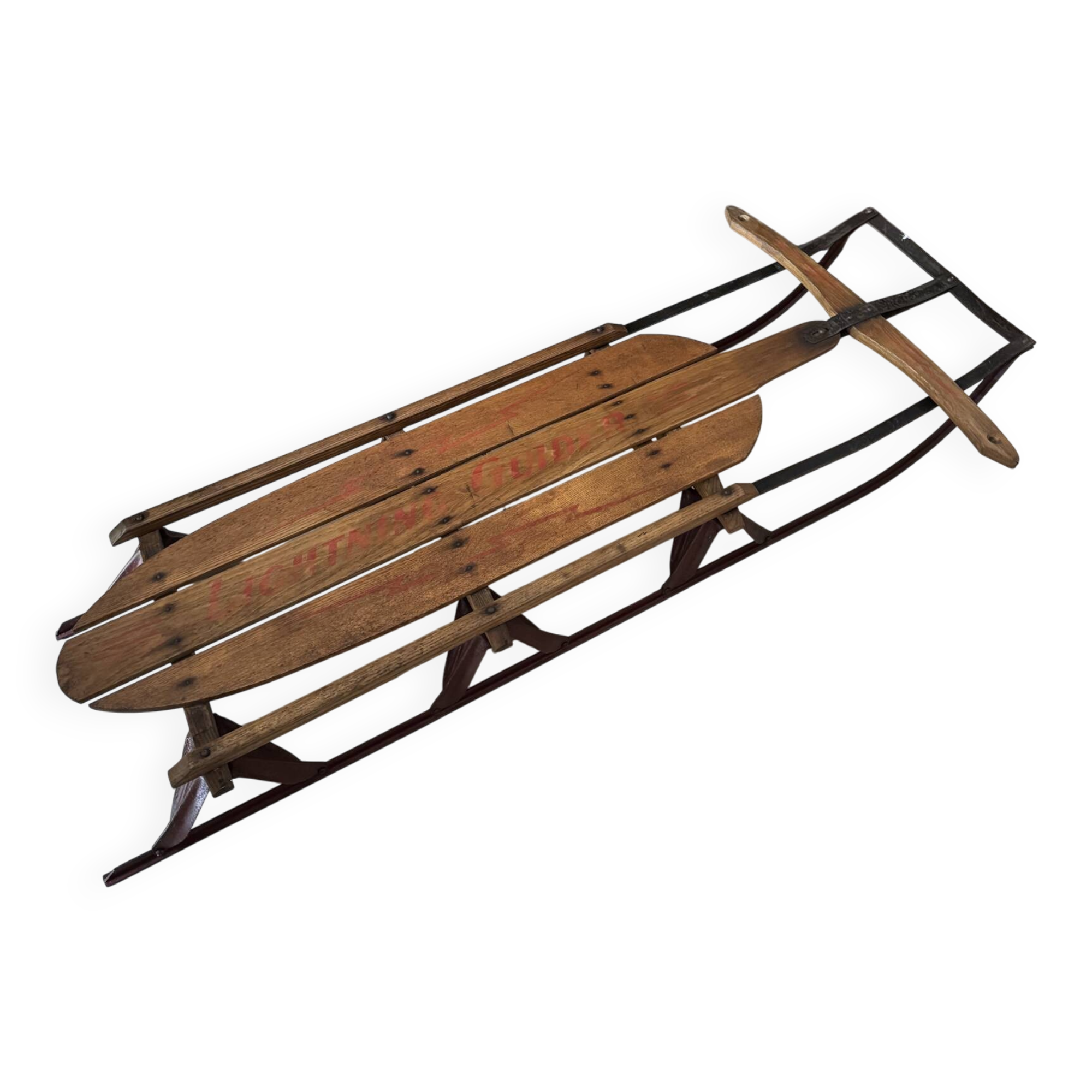 Vintage American sled in wood and metal - 1950s