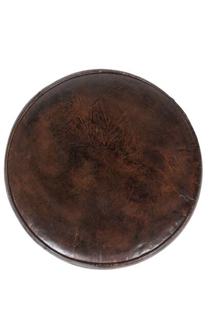 Tabouret rond de style Industriel, en métal et cuir. Années 1970