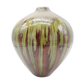 Vase en grès flammé rouge et vert années 30