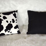 Cushion design fur cow motif is hand made in france