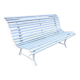 Old garden bench with metal legs and wooden slats