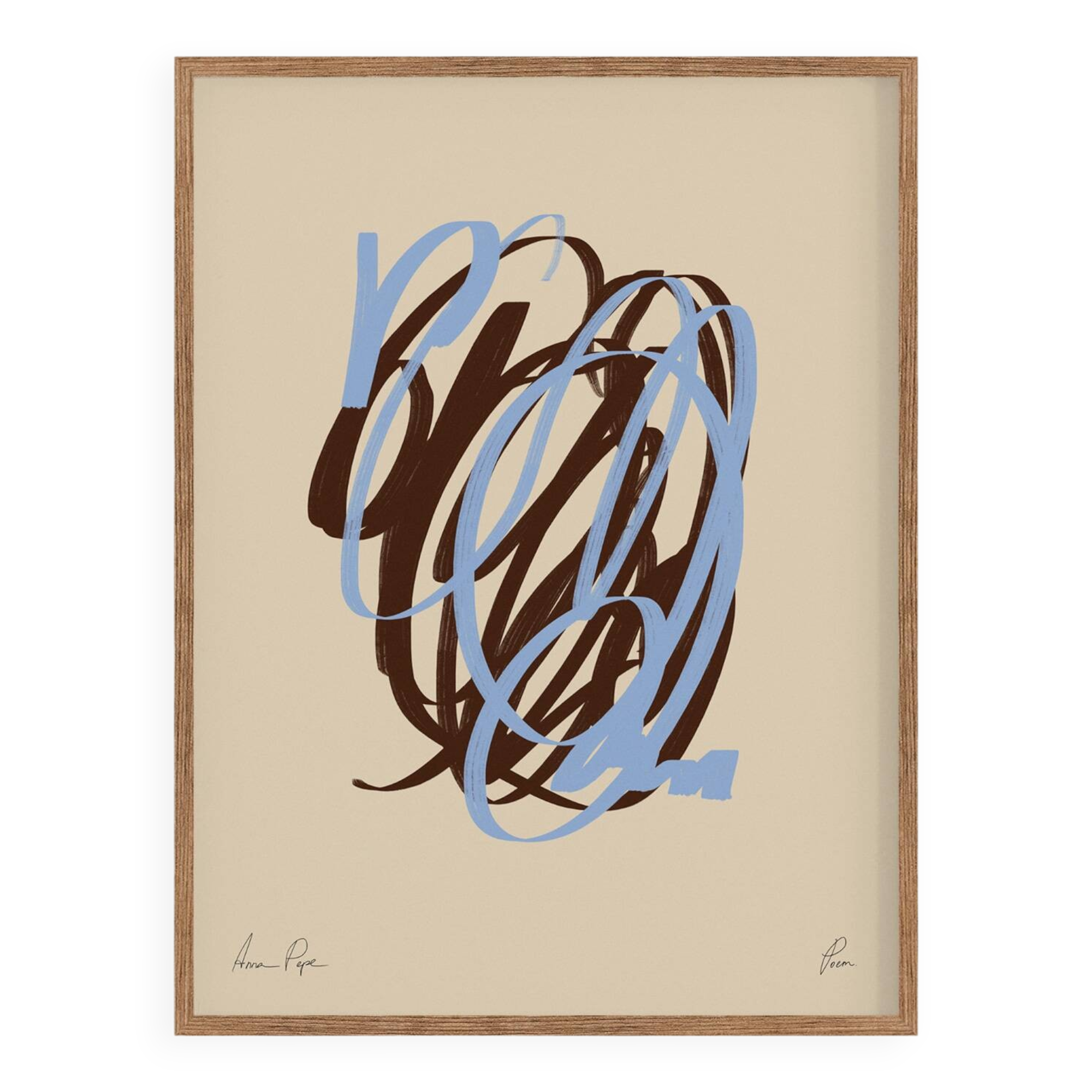 Abstract brown and blue lines giclee print
