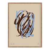 Impression giclée de lignes abstraites brunes et bleues
