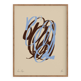 Abstract brown and blue lines giclee print
