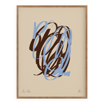 Impression giclée de lignes abstraites brunes et bleues