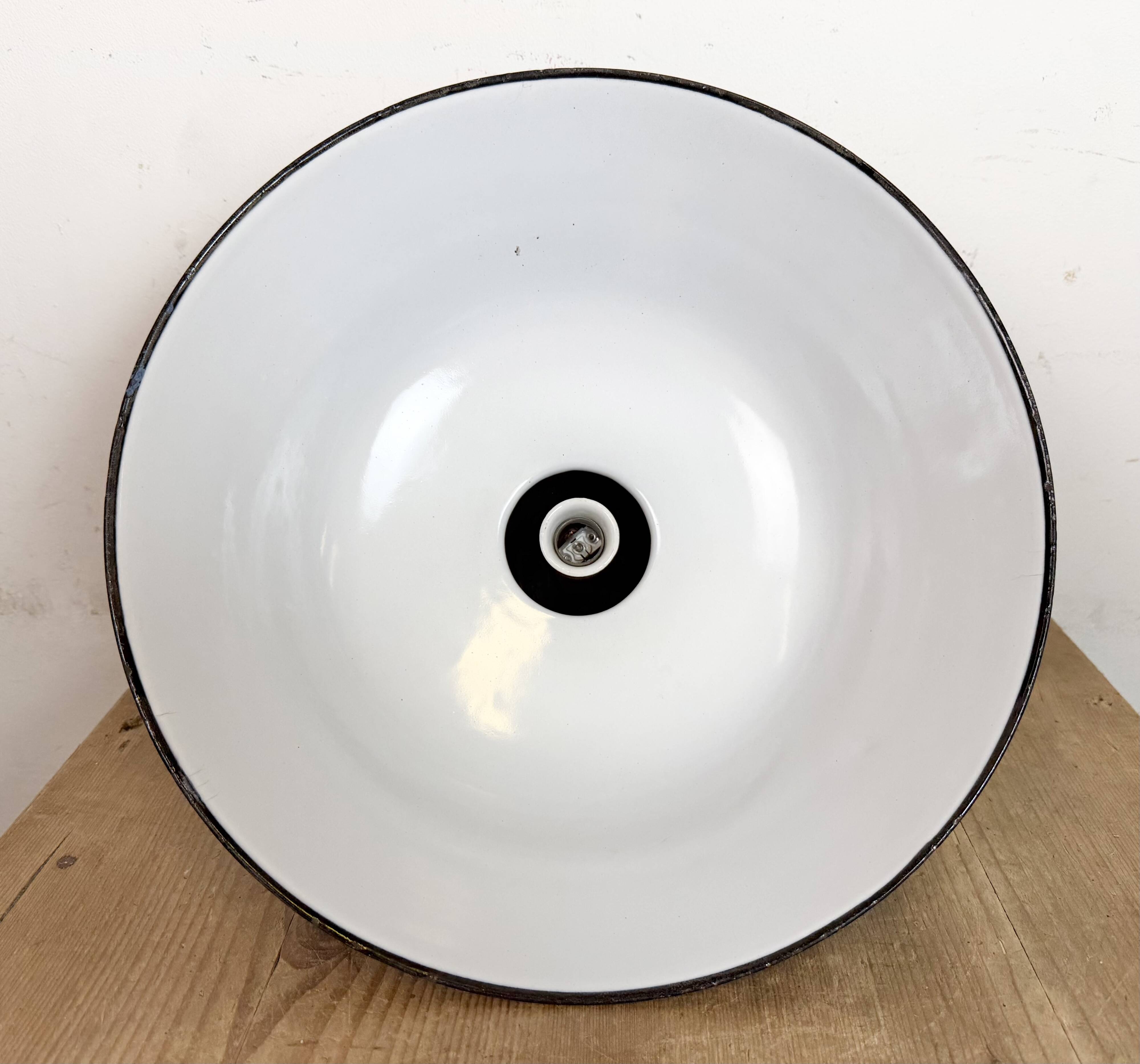 Black Enamel Industrial Pendant Lamp from AEG, 1930s