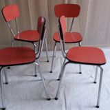 Set of 4 red formica chairs