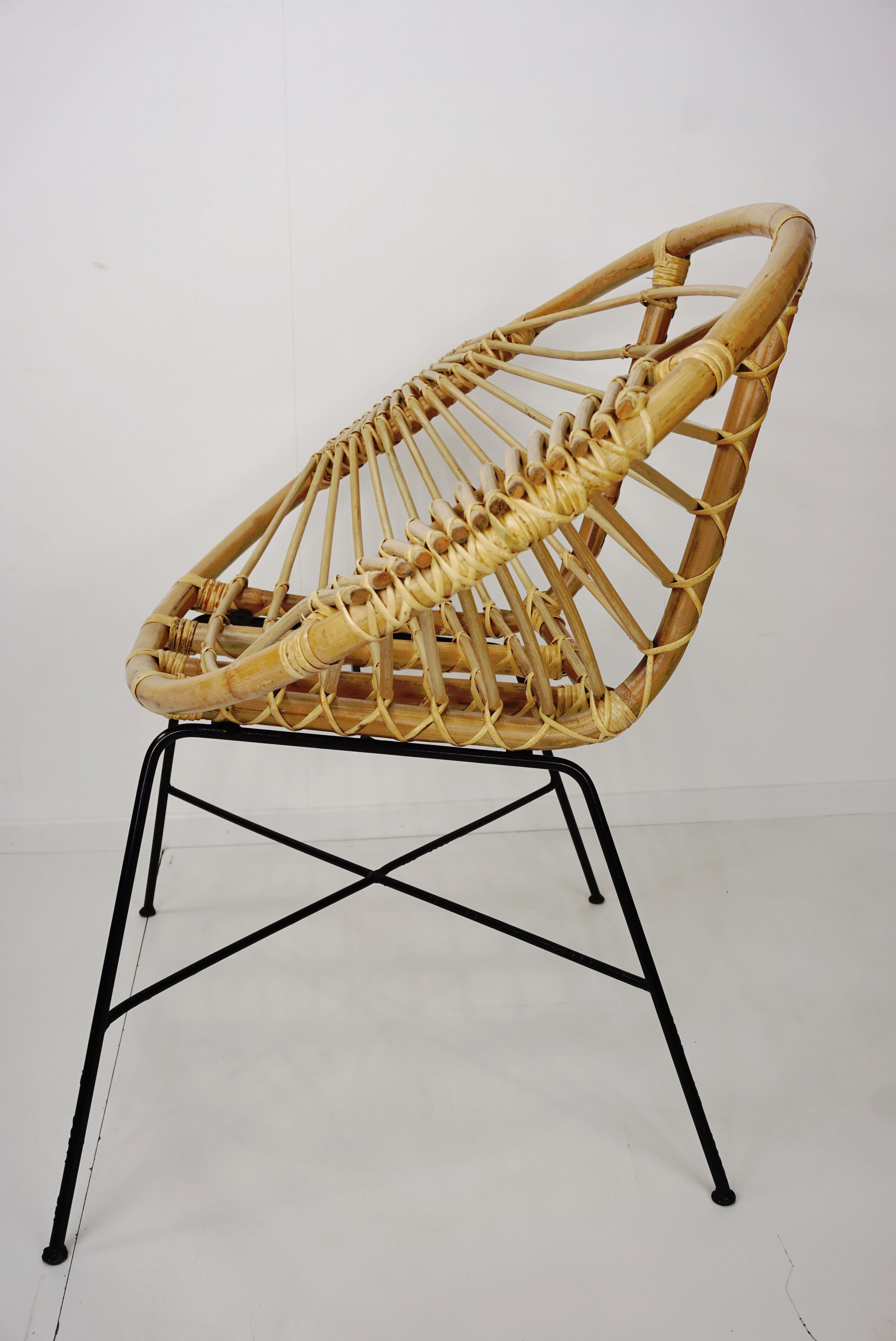 Rattan and metal chair