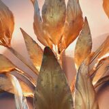 Monumental Vintage Wall Lamp with Golden Leaf Decor by Hans Kögl, 1960s