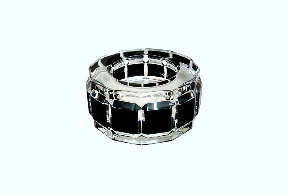 Art Deco candlestick, illegible signature – dodecagonal shape in glass