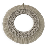 Bohemian mirror in macramé and wooden beads