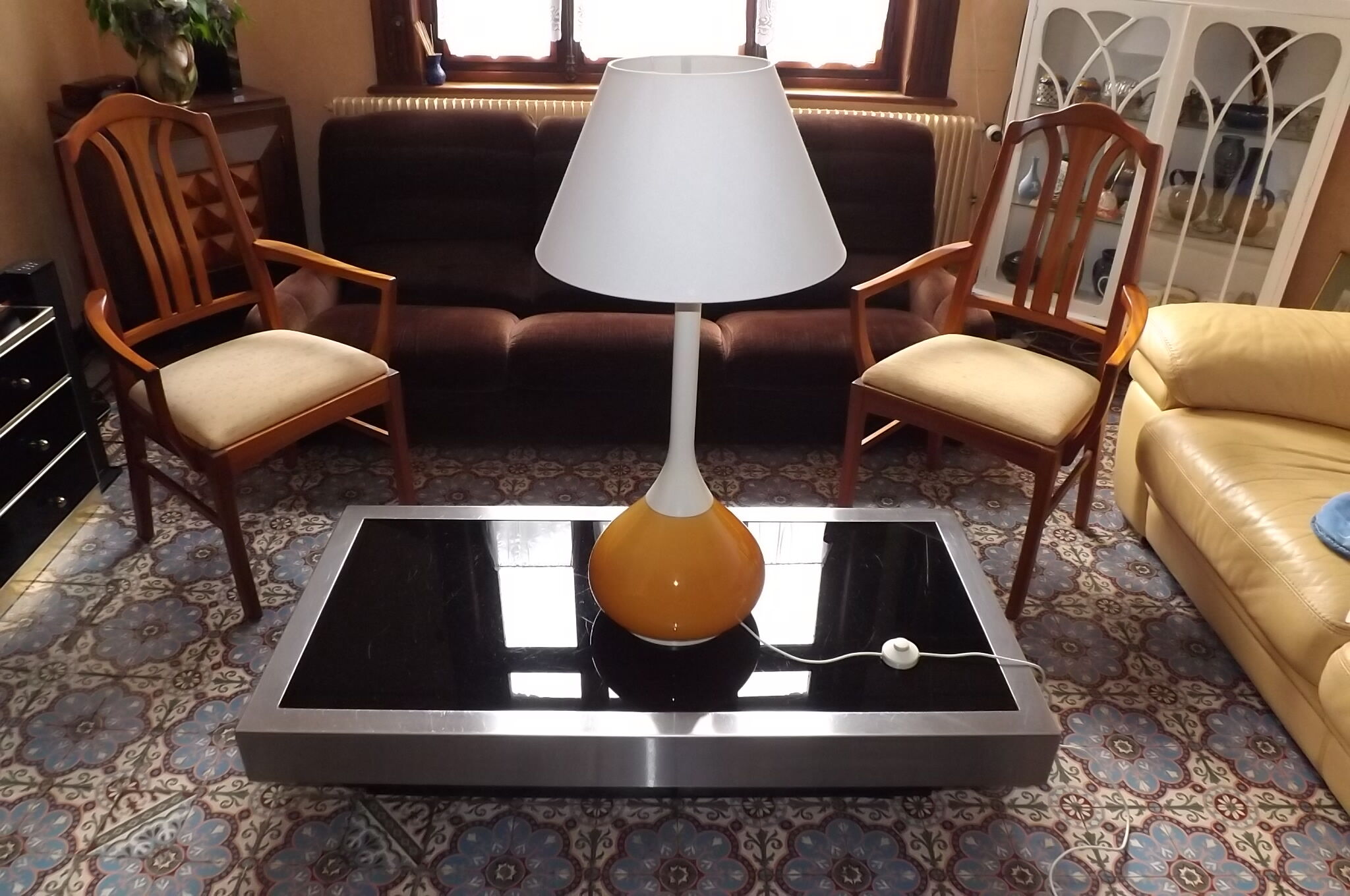 Orange 1960-70 vintage opaline drop lamp