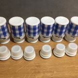 Set of 6 opaline spice pots from the 1960s