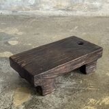 Small stool, black solid teak accent stool wabi-sabi L30 W8.5 H6.