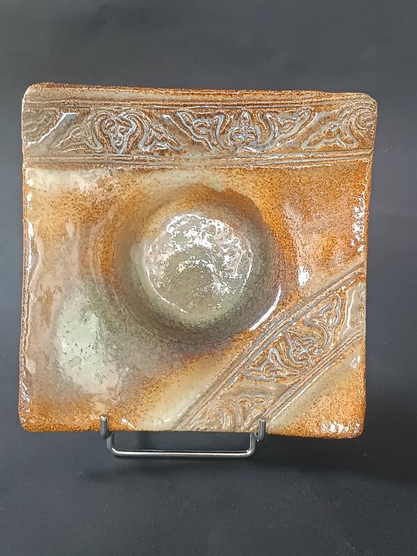 Vide poche en grès vernissé et sculpté signé vintage