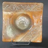 Vide poche en grès vernissé et sculpté signé vintage