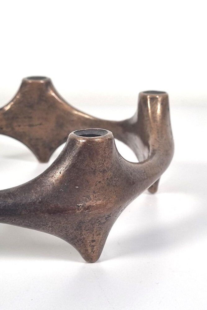 Bronze Brutalist Candle Holder