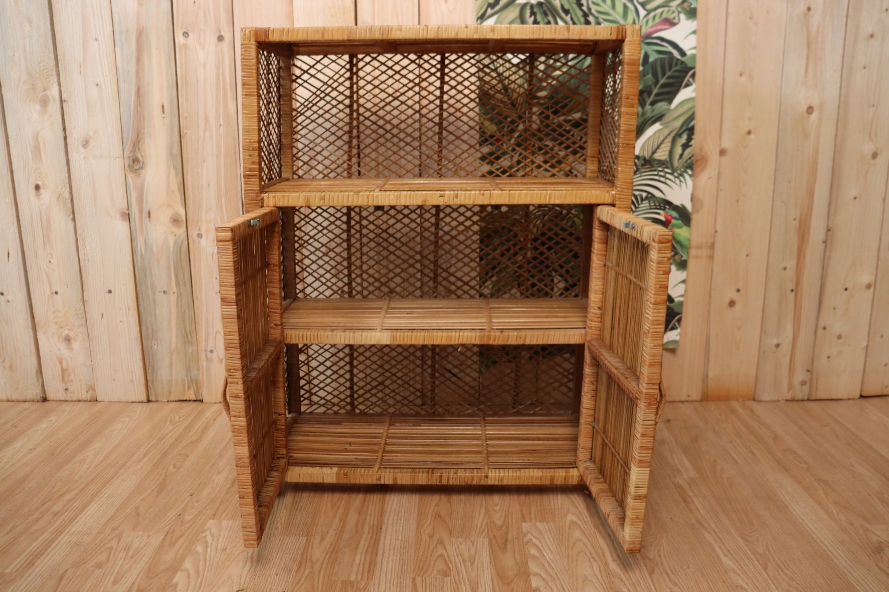 Braided rattan buffet