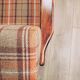 Scandinavian armchair in natural wool, orange, checked, 1965, Z. Baczyk