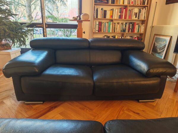 Canapés Roche Bobois cuir noir – 3/4 places + 2 places