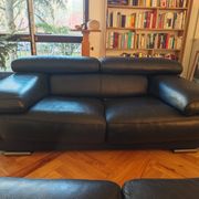 Canapés Roche Bobois cuir noir – 3/4 places + 2 places