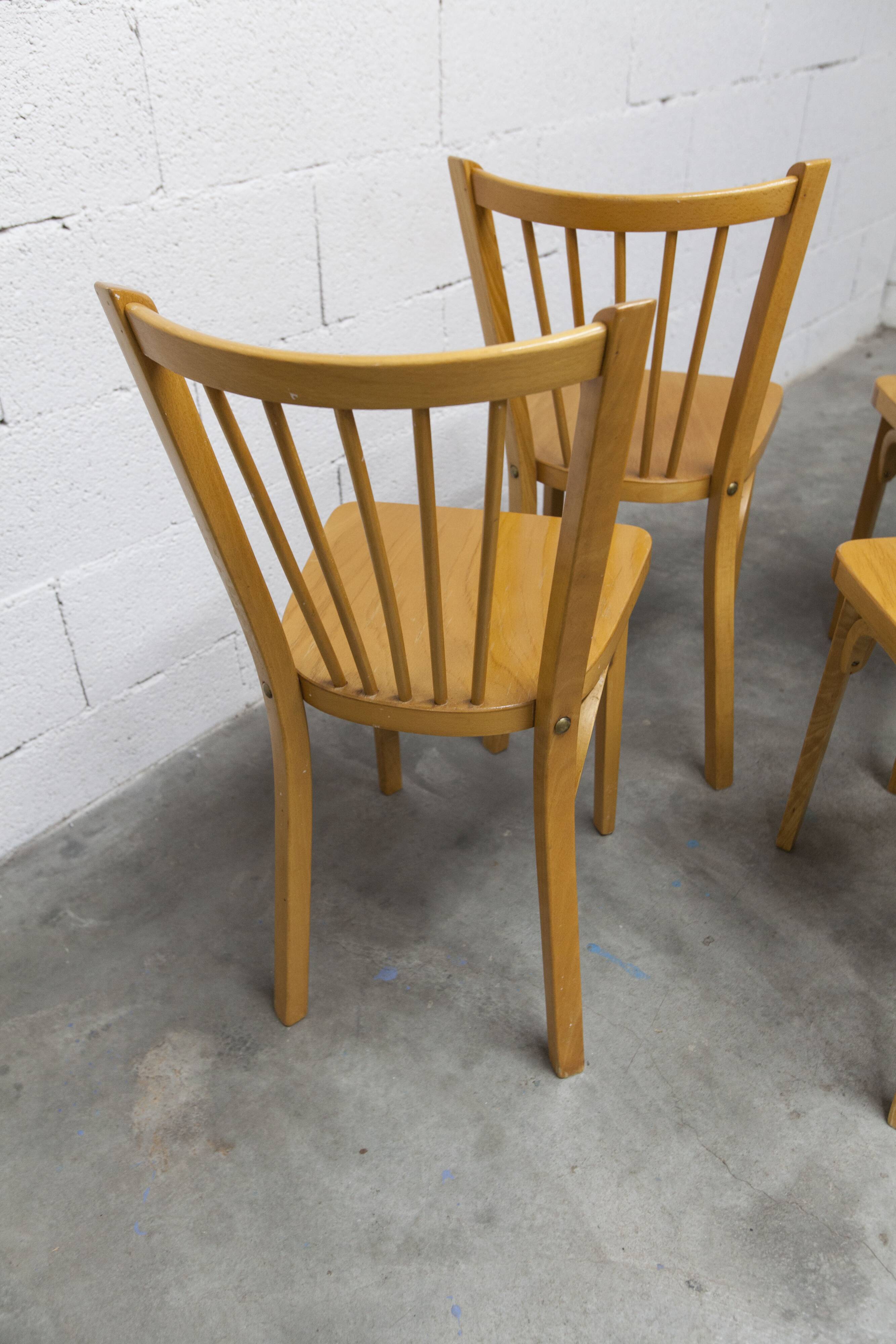 Set of 4 Baumann bistro chairs model 153 stamped 1981.