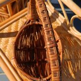 Vintage rattan fruit basket – bohemian antique basket from the 1960s